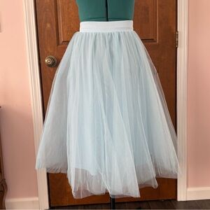 Windsor Baby Blue Tulle Midi Skirt Small